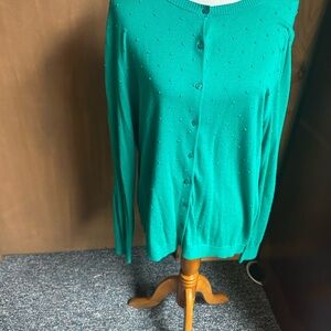 Lord & Taylor woman 2X dynasty green cardigan sweater new with tags
